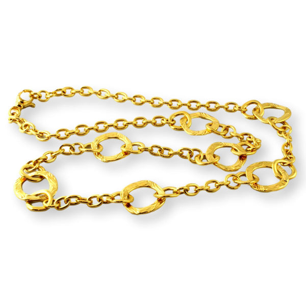 18K Gold Electroform Fancy Circular Link VOGA Collection Necklace