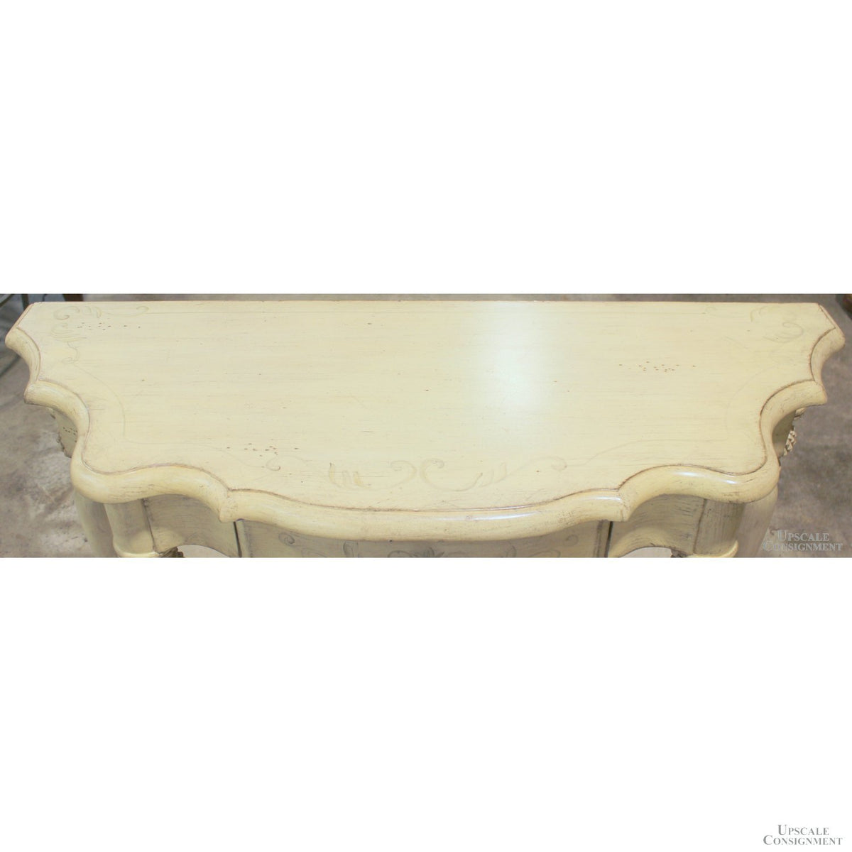 Handpainted White Demilune Table