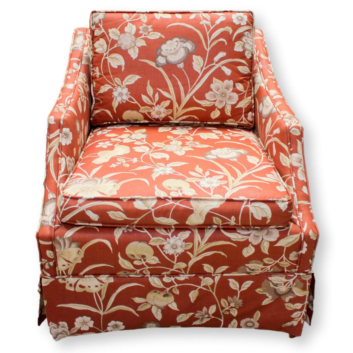 Red Floral Accent Chair