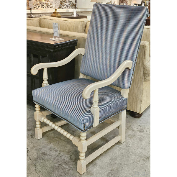Striped Blue Arm Accent Chair
