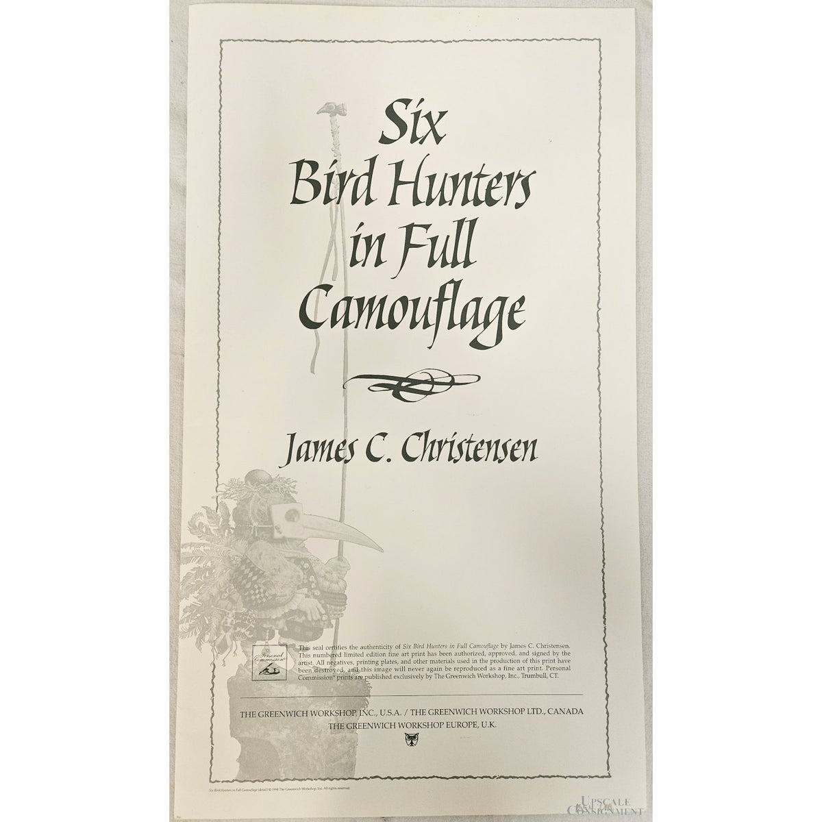 Framed L.E. Print 'Six Bird Hunters in Full Camouflage' by James C. Christensen