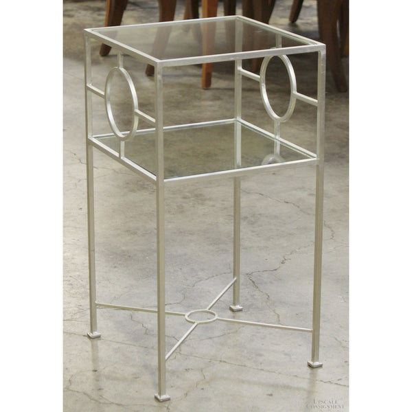 Silver Metal & Glass End Table