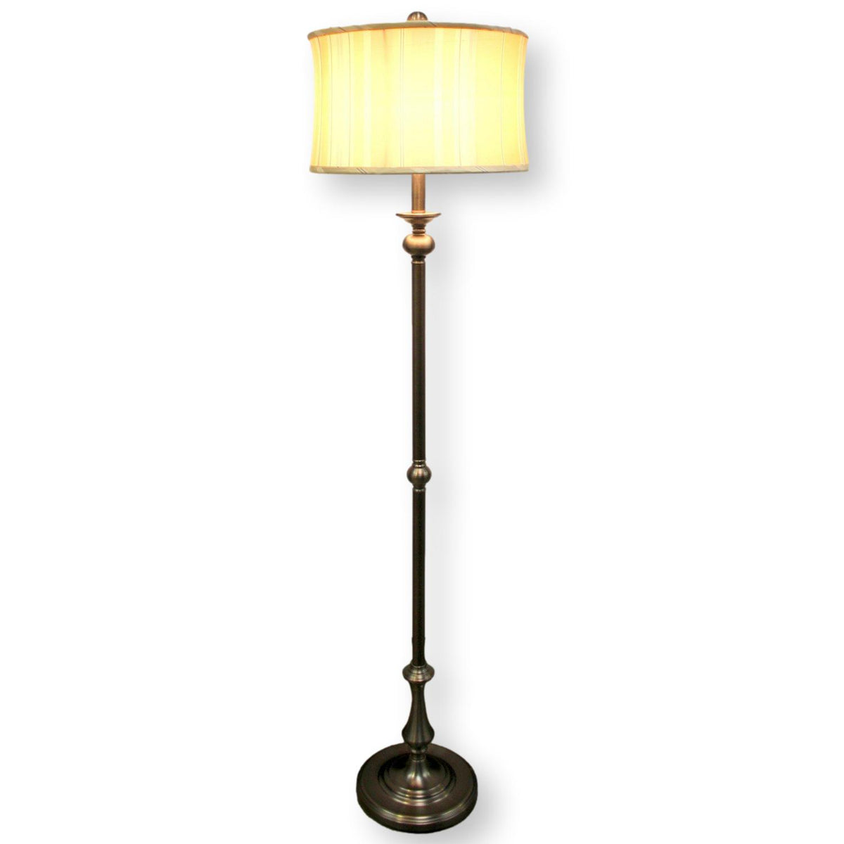 Burnished Steel Floor Lamp w/Striped Shade