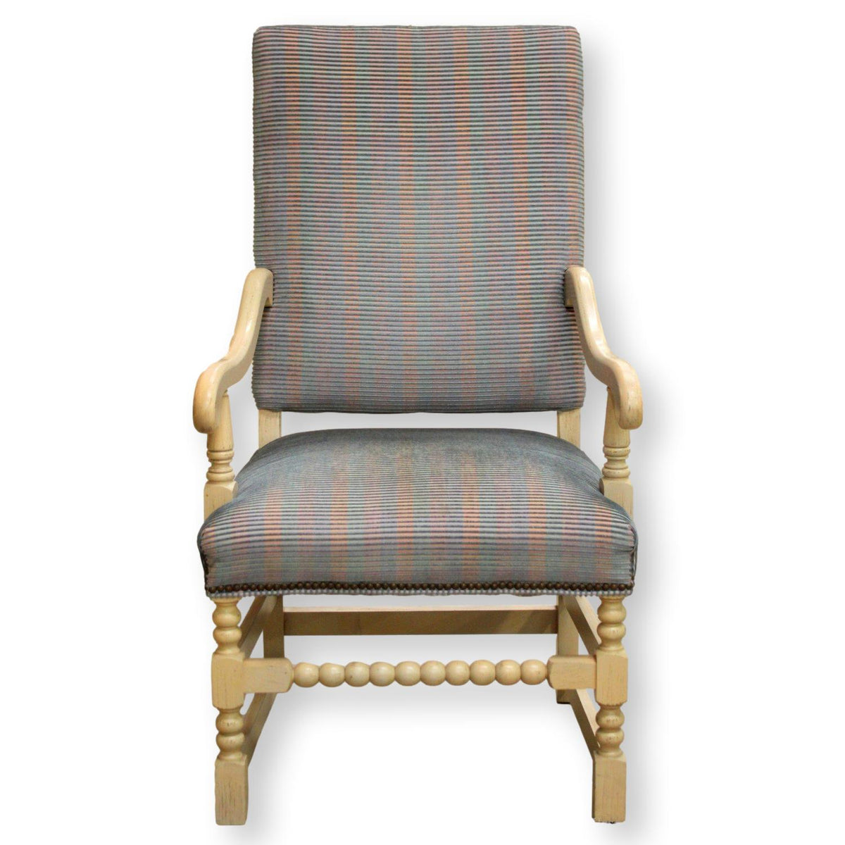 Striped Blue Arm Accent Chair
