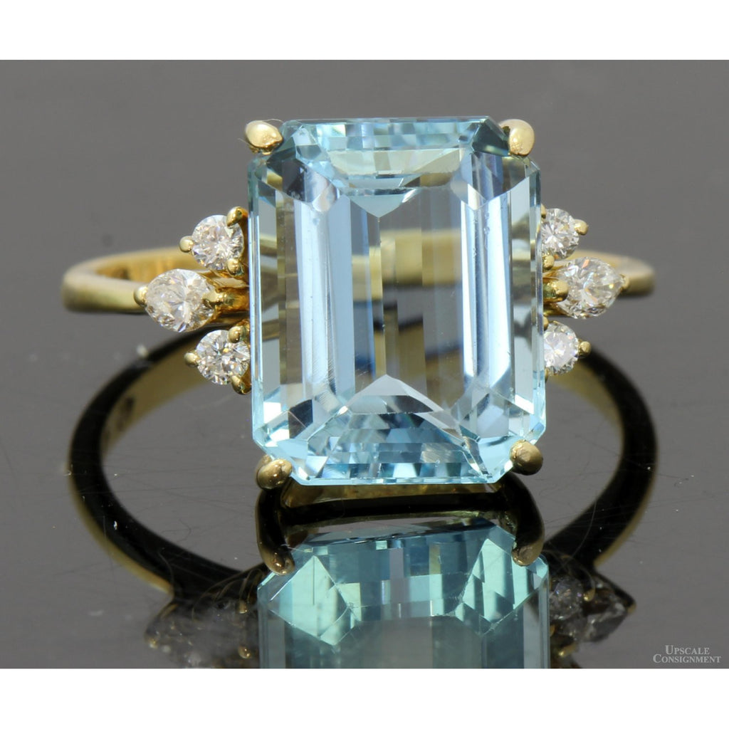 H Stern 18K Emerald-Cut Aquamarine Diamond White Gold Ring