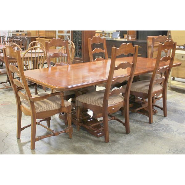 Pennsylvania House Double Pedestal Dining Table w/6 Chairs