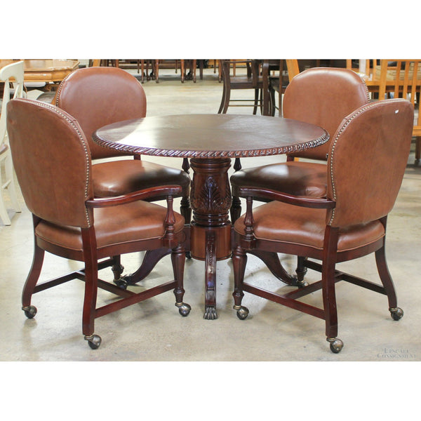 Farfield Ornate Dinette Table w/4 Leather Chairs