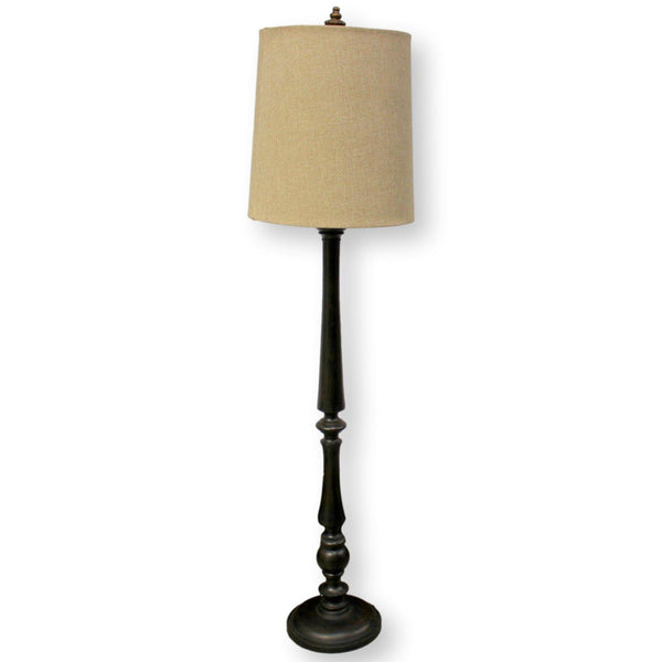 Turned Floor Lamp w/Tall Linen Shade
