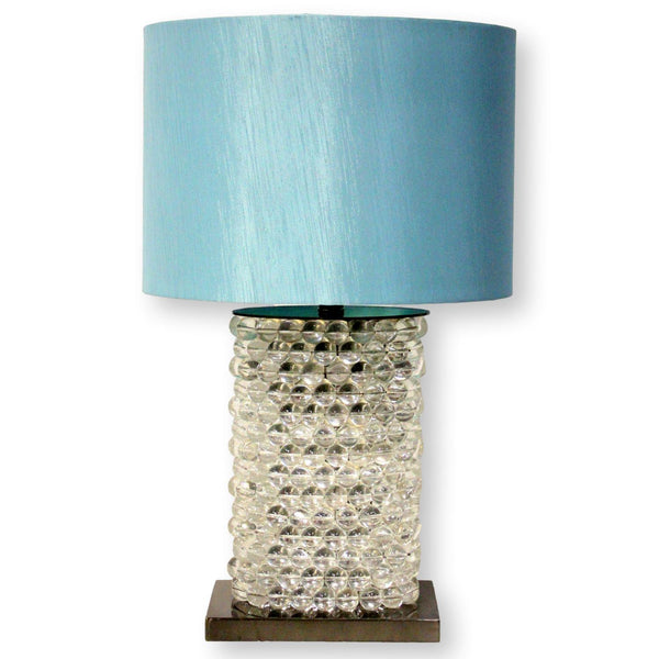 Glass Bubble Lamp w/Blue Shade