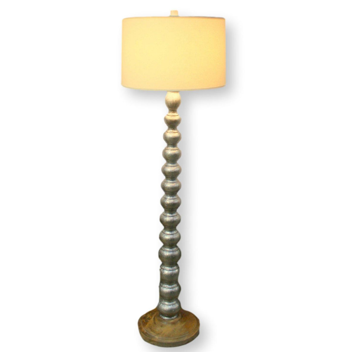Rustic Silver & Wood Floor Lamp