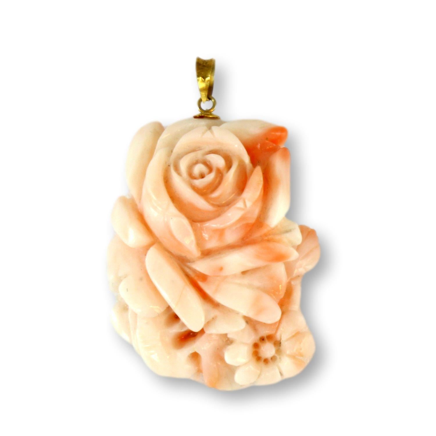 Pendant Only 14k Yellow orders Gold Angel Skin Coral Tulip Flower Pendant