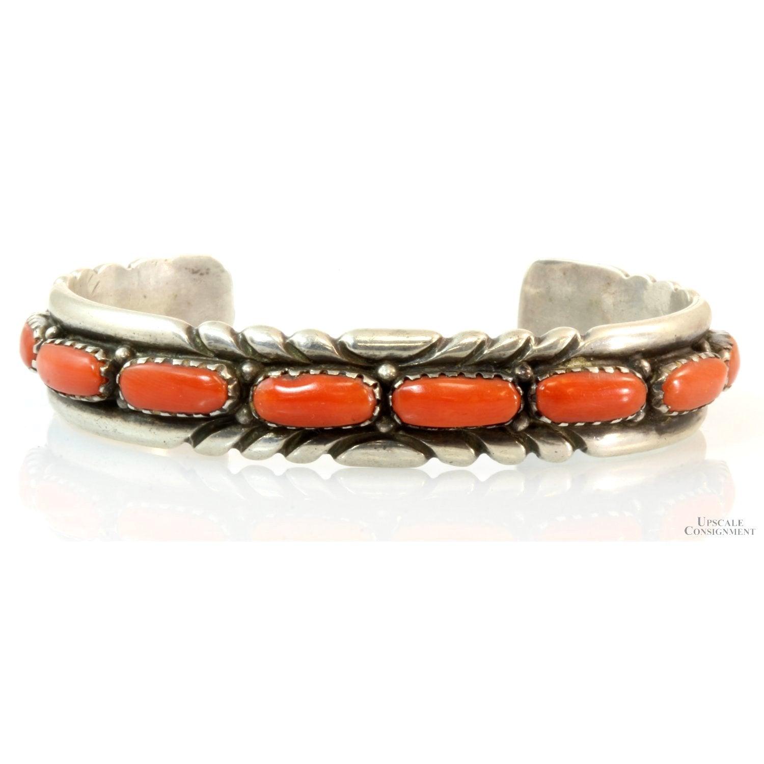 Vintage Zuni 12-Stone Red Coral Sterling Silver Cuff by R & B ...