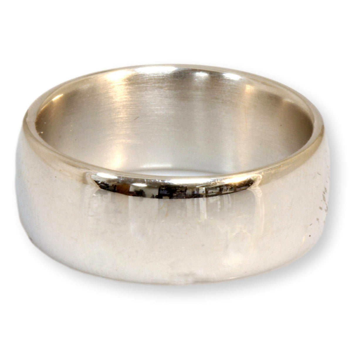 14K White Gold over Resin Men's 10mm Cigar Band Ring