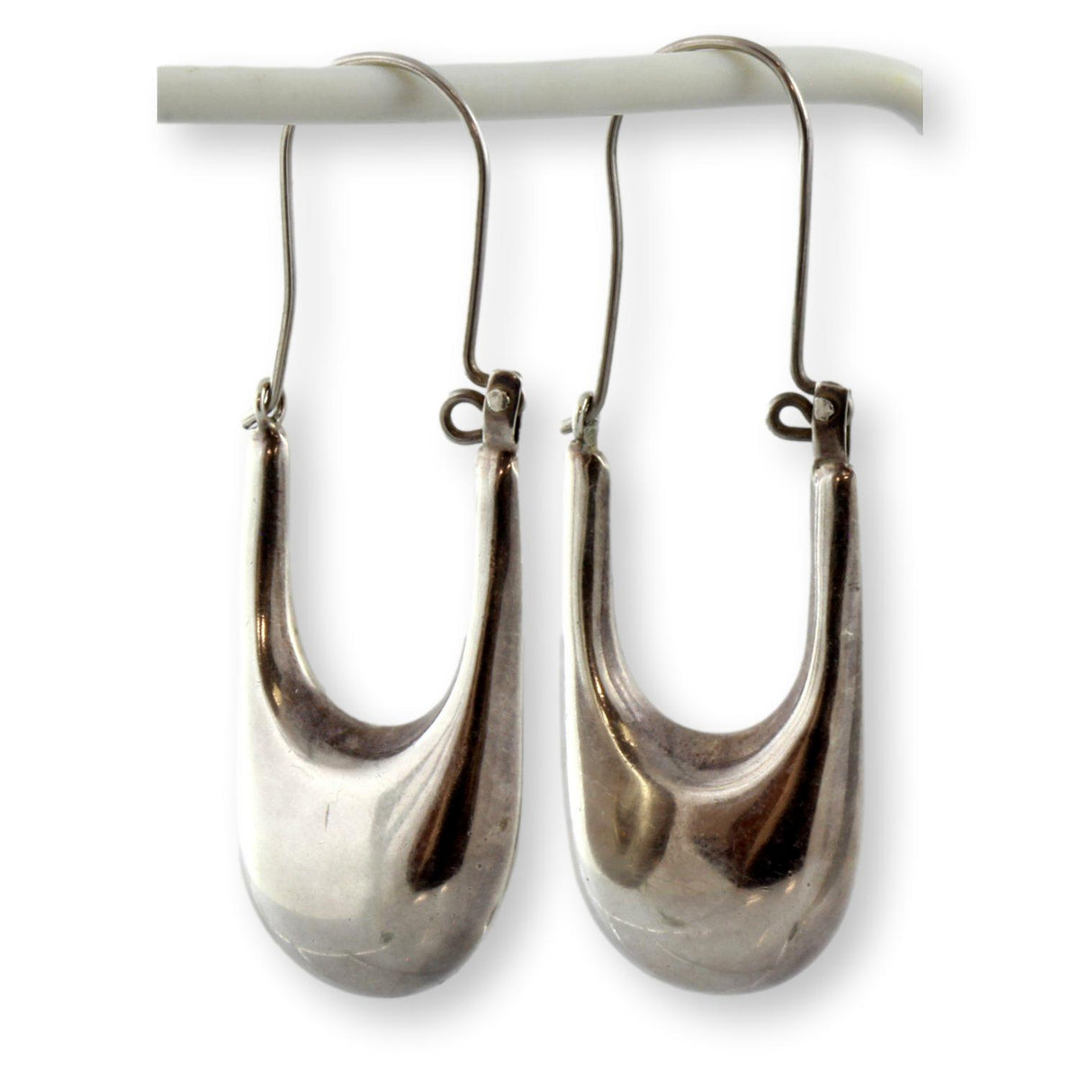 Vintage Modernist Sterling Silver Hollow Form Statement Earrings