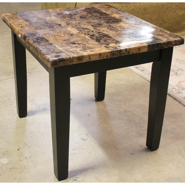 Granite Side Table w/Black Legs