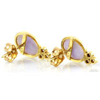 Lavender Jadeite & Diamond 14K Yellow Gold Earrings
