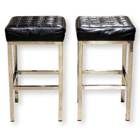 Pair of Chrome & Italian Leather Counter Stools
