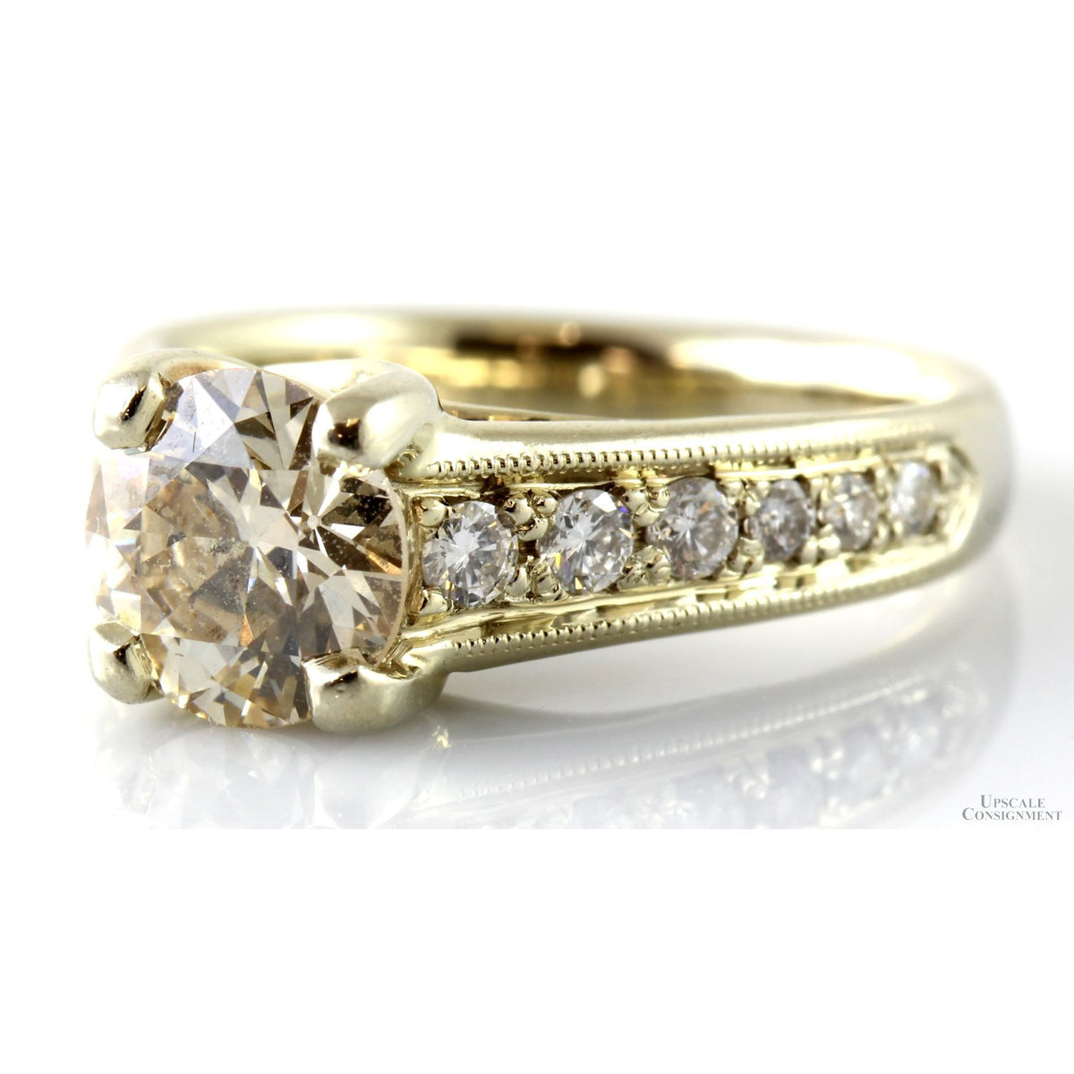 1.50ct Light Champagne Diamond 18K Gold 1.81ctw Diamond Ring