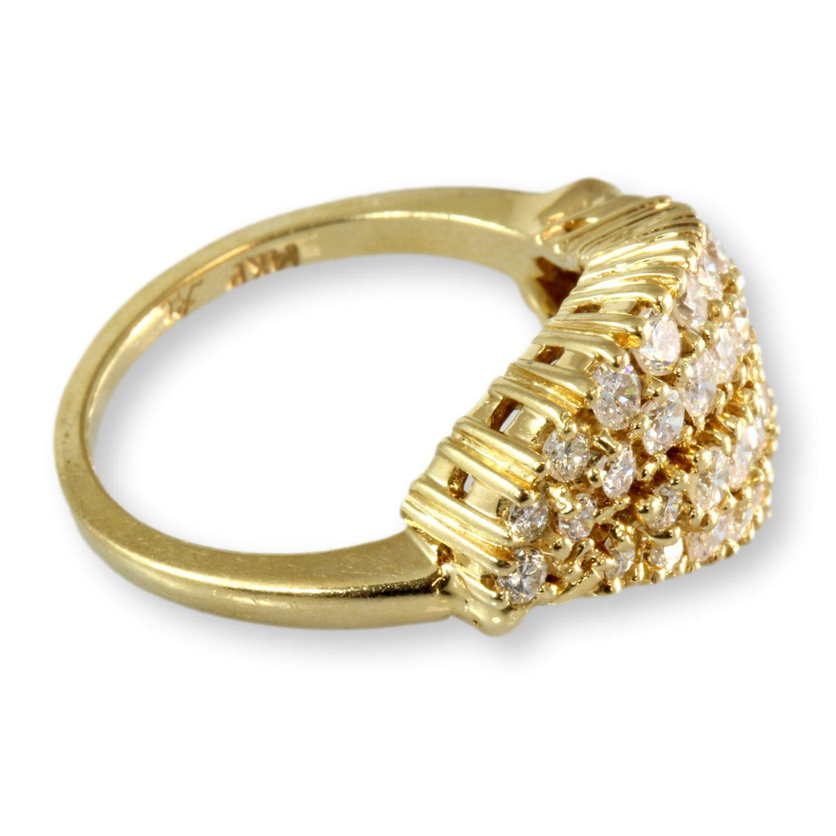 1.25ctw Diamond 14 Karat Yellow Gold Cluster Wave Ring