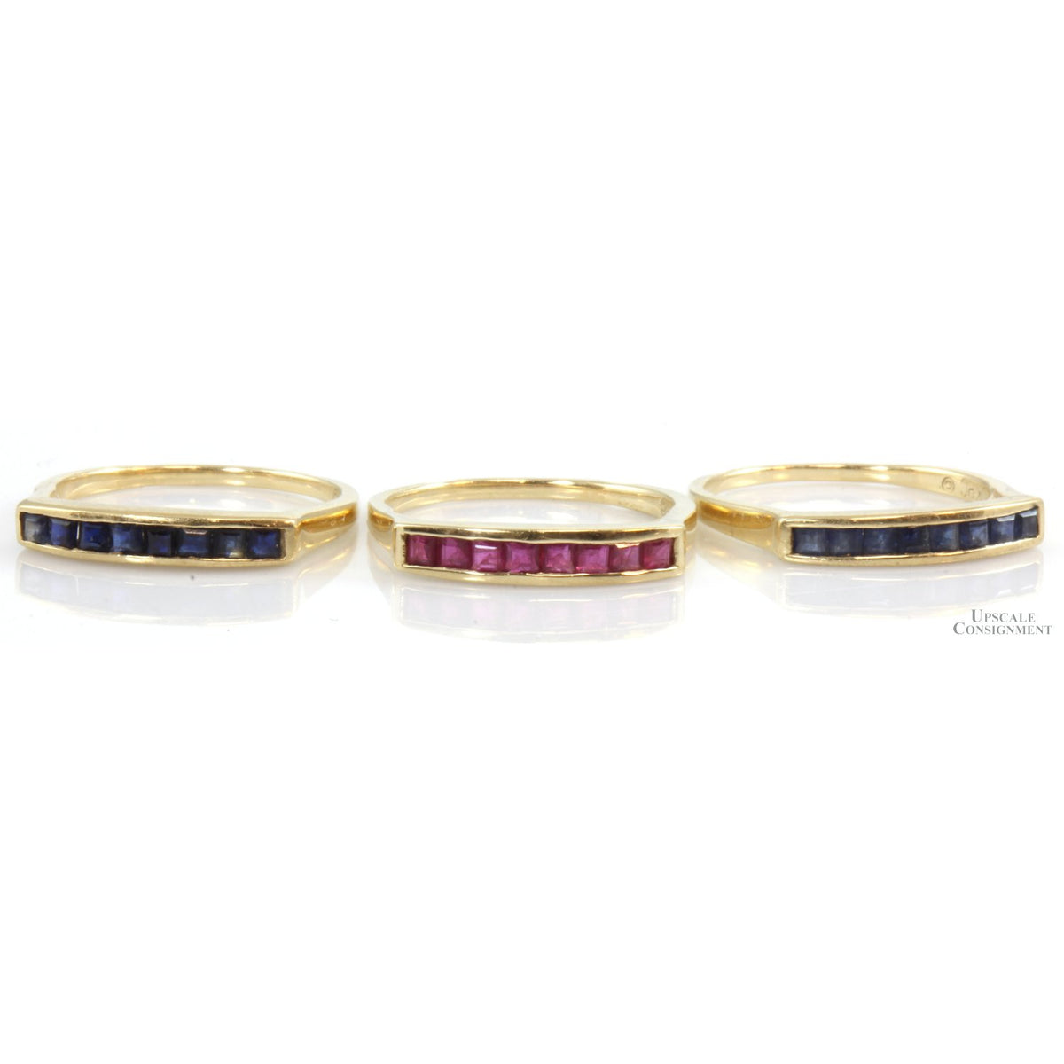 .96ctw Sapphire & Ruby Set/3 10K Gold Stacking Rings