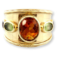 4.80ctw Gemstone 14K Gold Byzantine Etruscan Ring