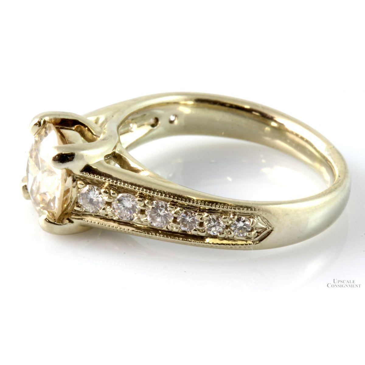 1.50ct Light Champagne Diamond 18K Gold 1.81ctw Diamond Ring
