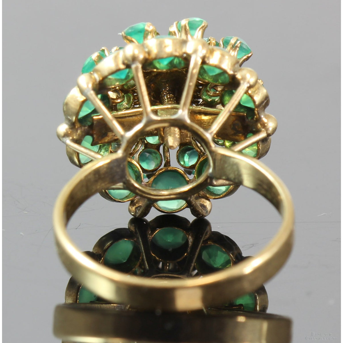 Chrysoprase Tiered Princess Harem 14K Yellow Gold Ring