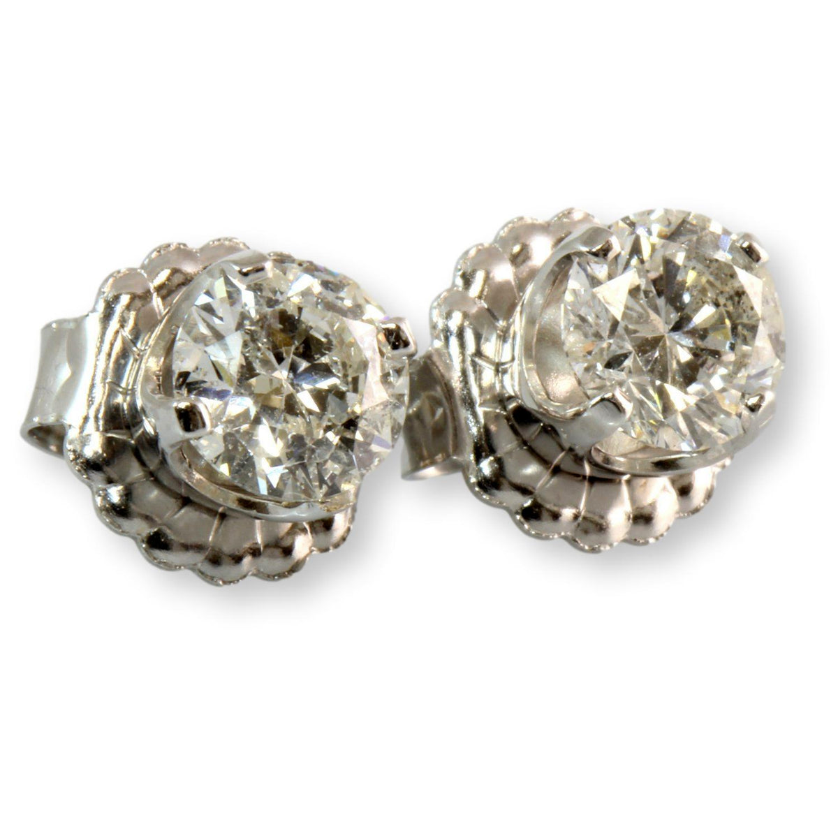 2.08ctw Diamond 14K White Gold Stud Earrings