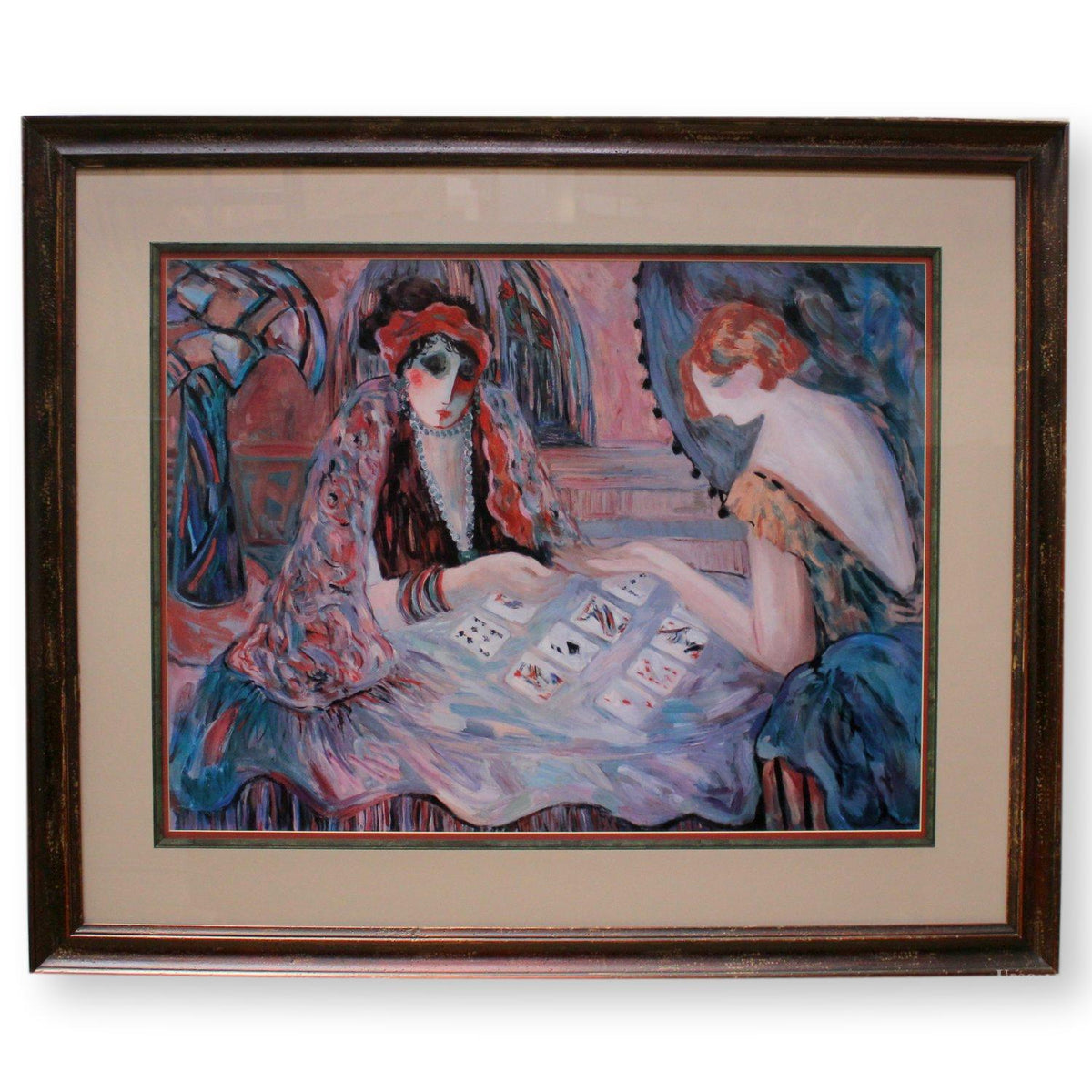 Barbara Woods Framed Print '2 Women Playing Cards'