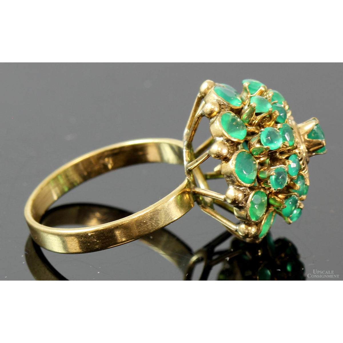 Chrysoprase Tiered Princess Harem 14K Yellow Gold Ring