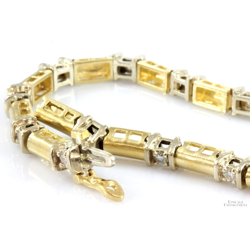 .90ctw Brilliant Cut Diamond 14K Yellow-White Gold Bracelet