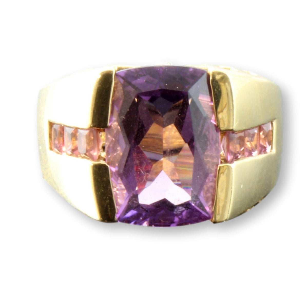 Amethyst Pink Tourmaline Diamond 14K Gold Ring