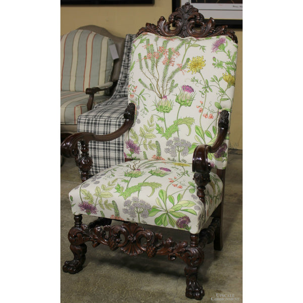 Large Arm Chair w/Wild Flower Print Upholstery