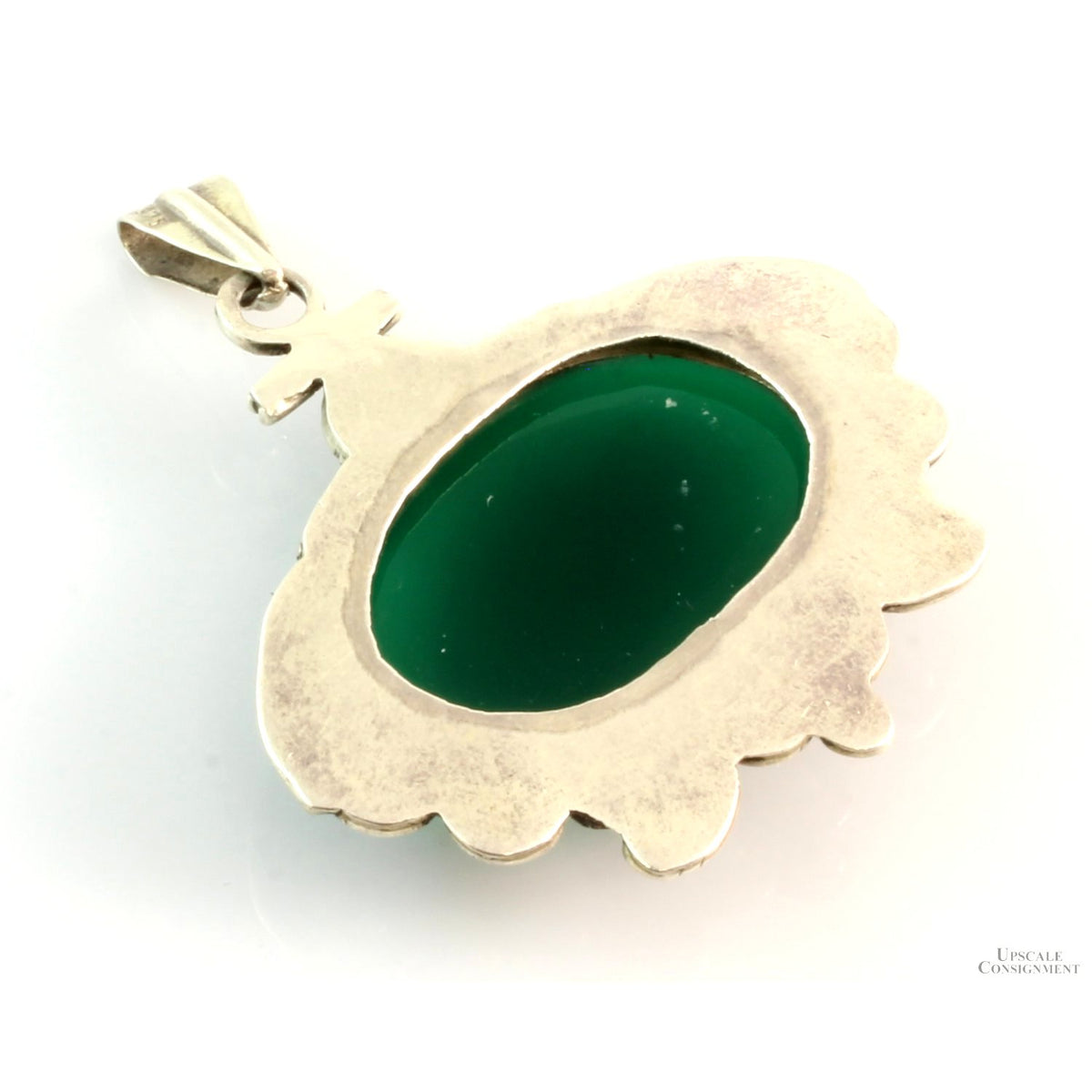 Sterling Silver Green Agate Onyx Chalcedony Pendant