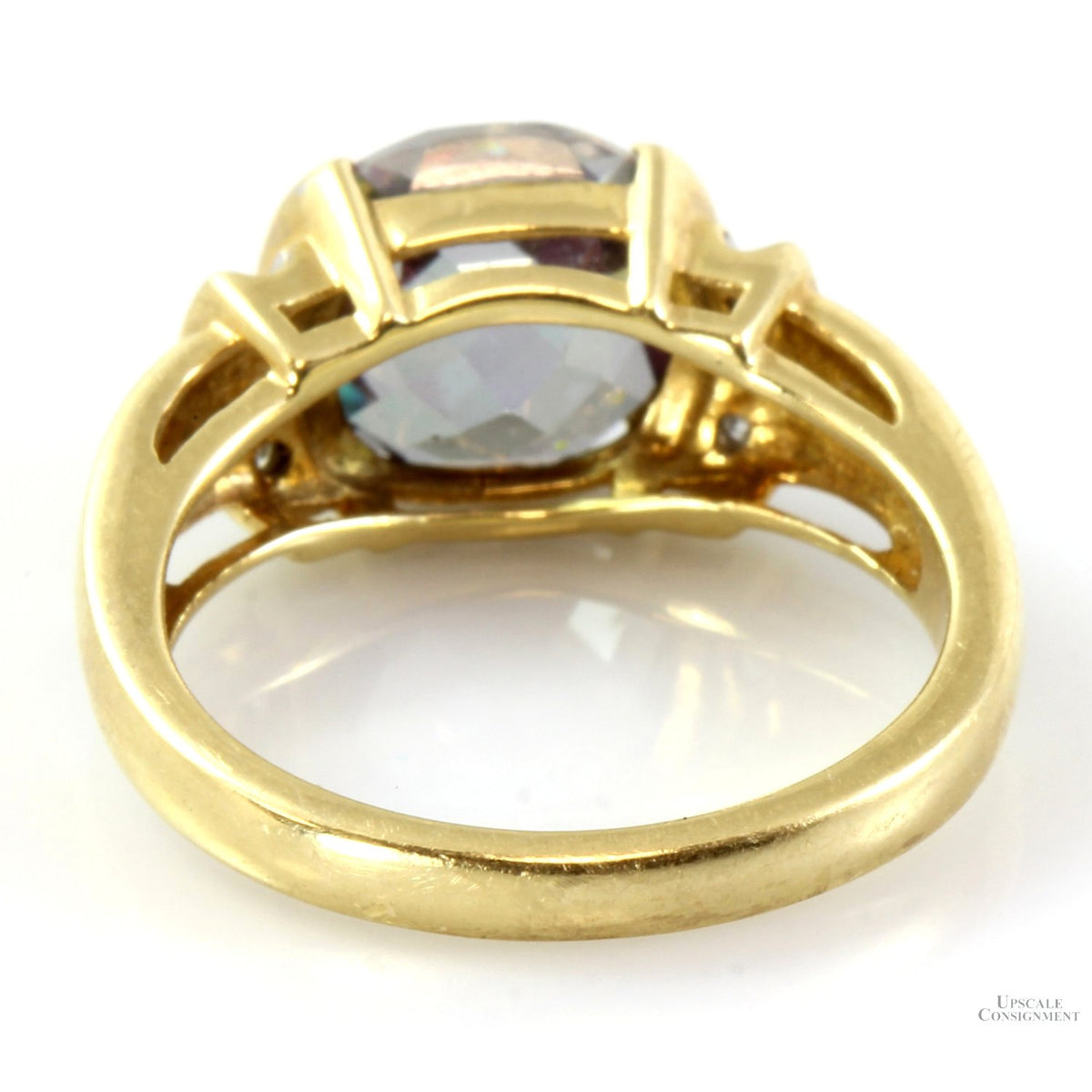 4ct Mystic Topaz .06ctw Diamond 10K Gold Ring
