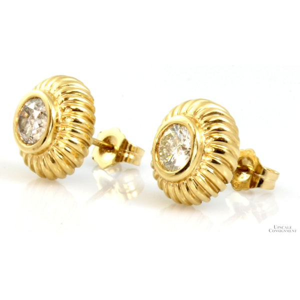 1.15ctw Champagne Diamond 14K Yellow Gold Stud Earrings