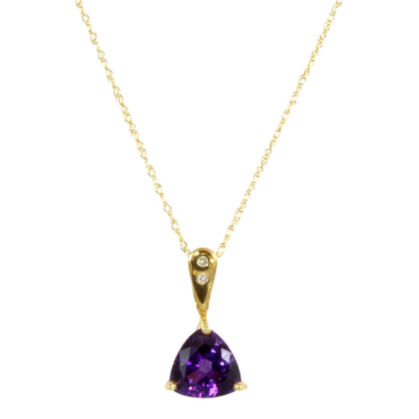 Amethyst & Diamond 14K Pendant Necklace & Earrings