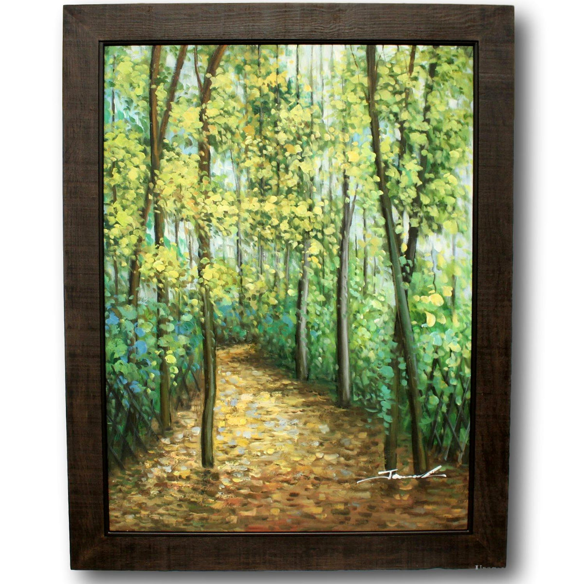 Original Oil Painting - Birch Forest Path