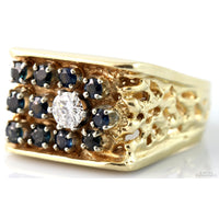 2.20ctw Blue Sapphire .61ct Diamond 14K Gold Mens Ring