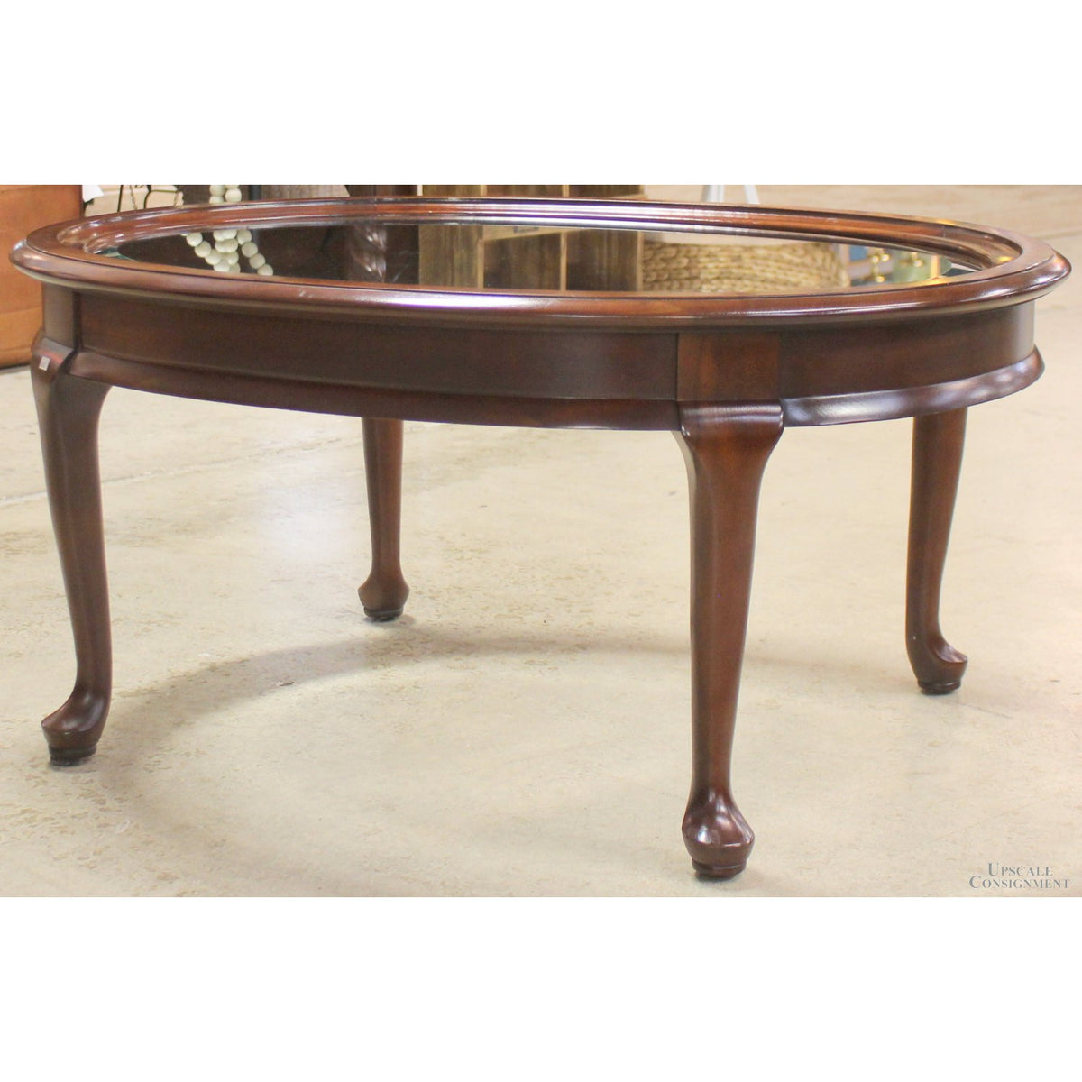 Glass Insert Oval Coffee Table