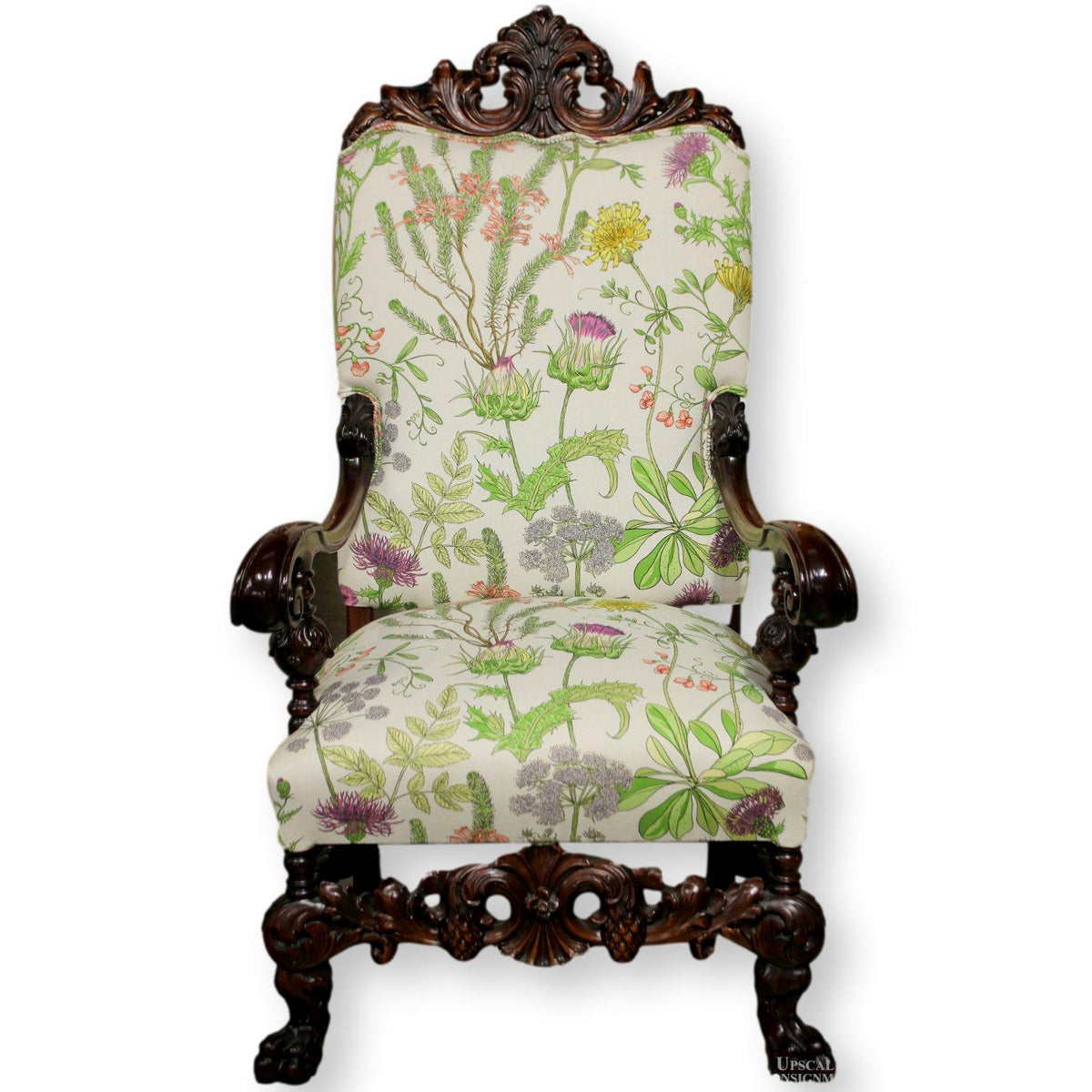 Large Arm Chair w/Wild Flower Print Upholstery