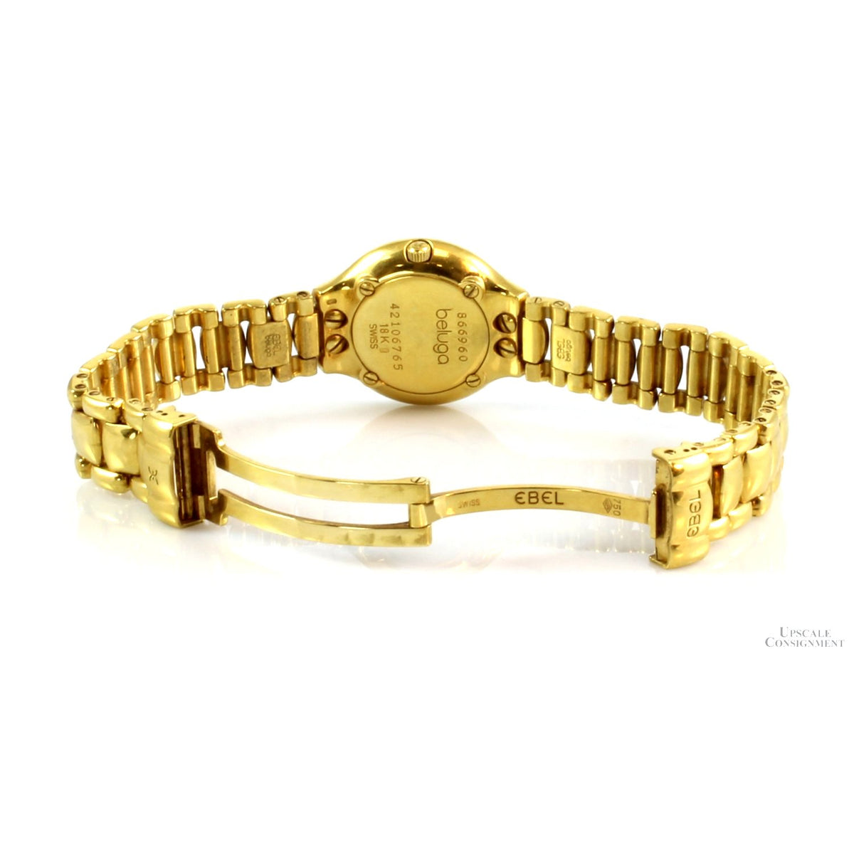 EBEL Swiss Luxury 18K Gold Lady's Quartz Wristwatch Blue MOP .057ctw Diamond