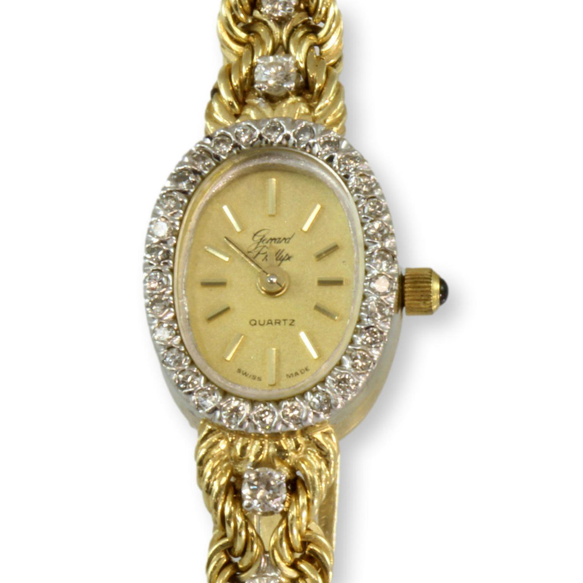 Vintage Gerrard Phillip1ctw Diamond 14K Yellow Gold Lady's Quartz Watch