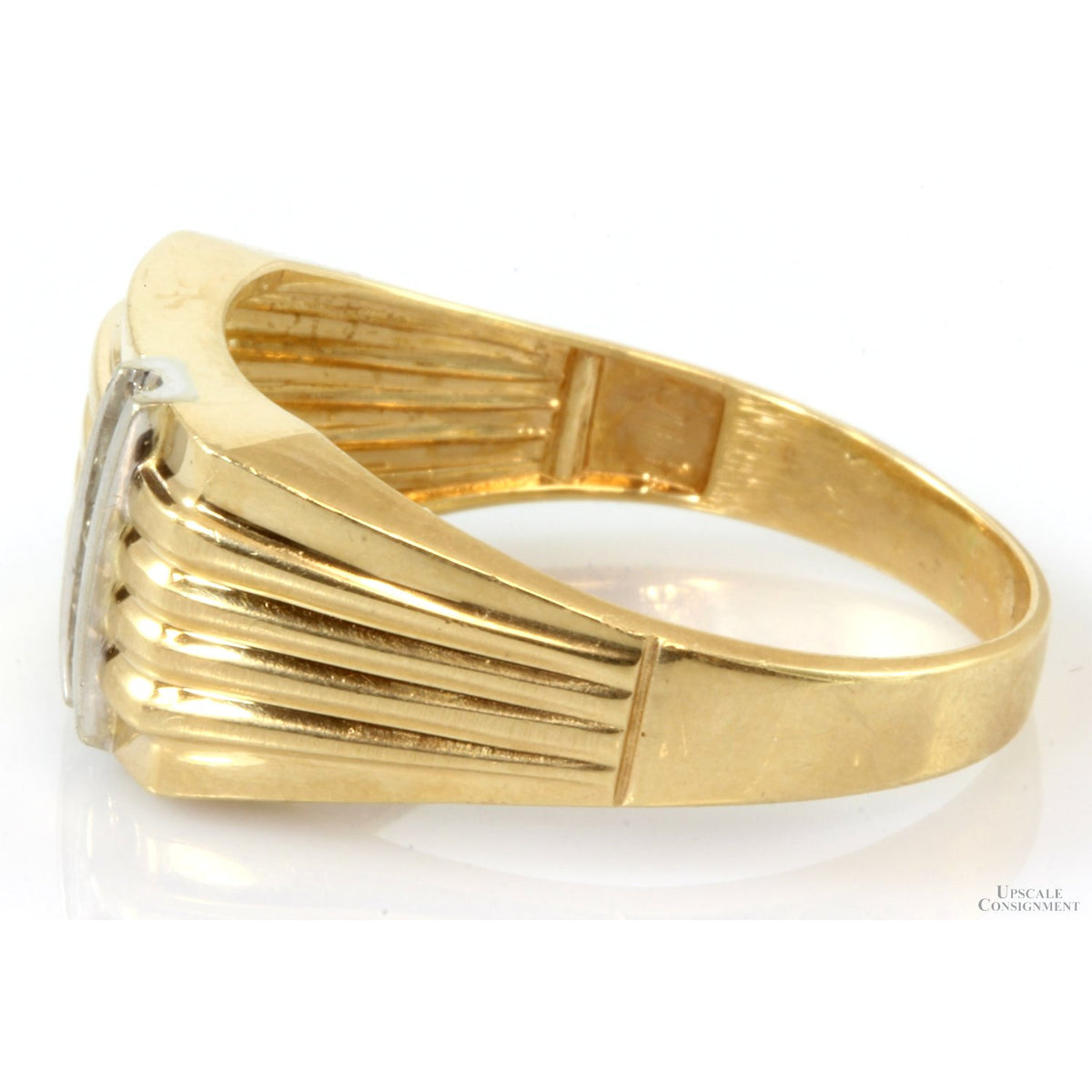 Vintage .09ctw Diamond 10K Yellow Gold Men's Signet Ring