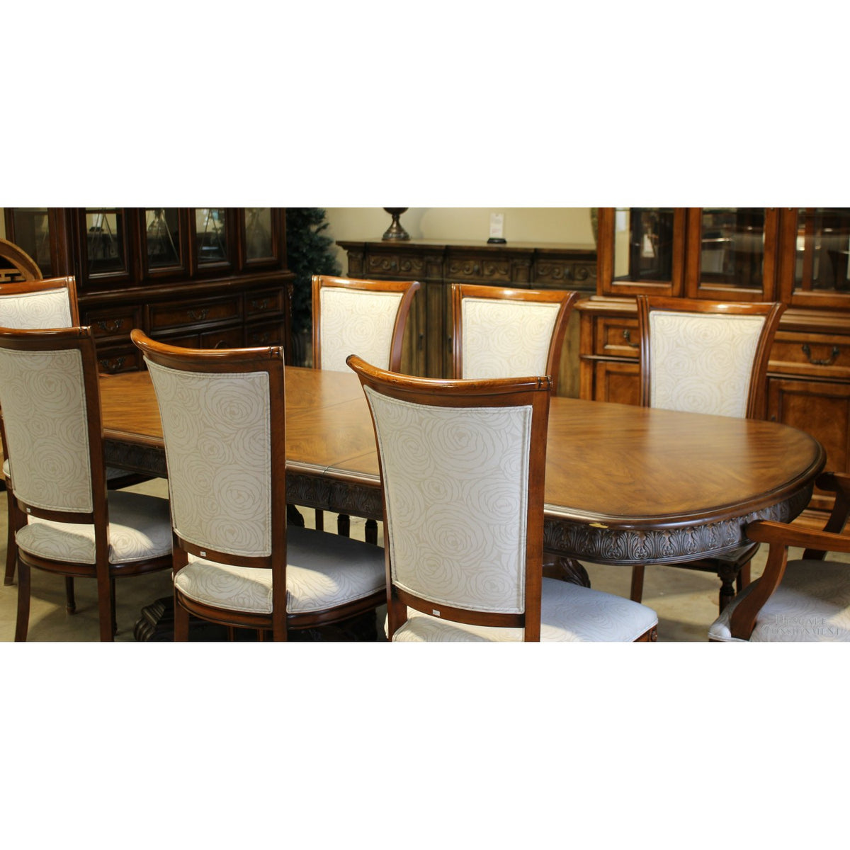 Double Pedestal Dining Table w/8 Chairs