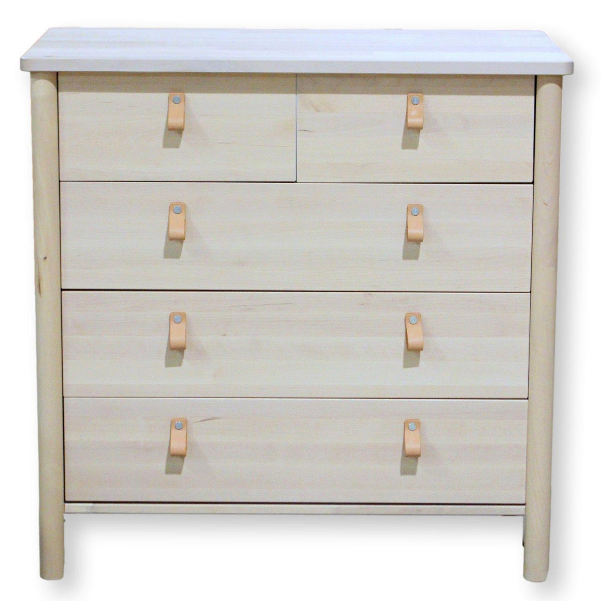 Birch Chest of Drawers w/Leather Pulls