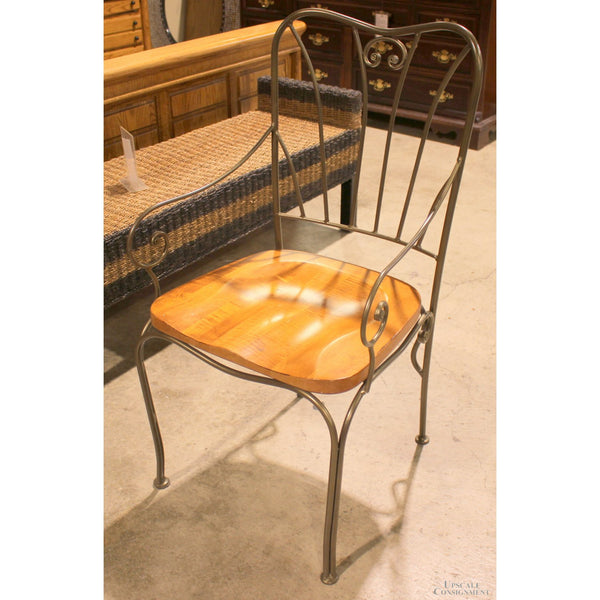 Pair of Iron & Wood Accent Arm Chairs
