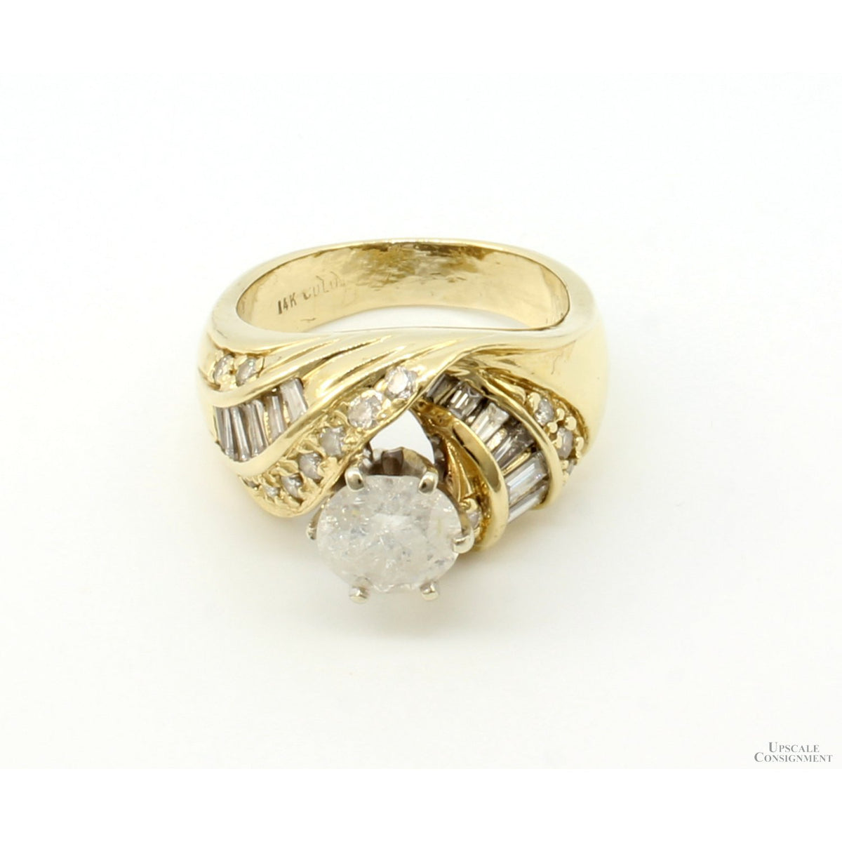 14K Gold 2.20ctw Diamond Ring - 1.3ct. Diamond Solitaire