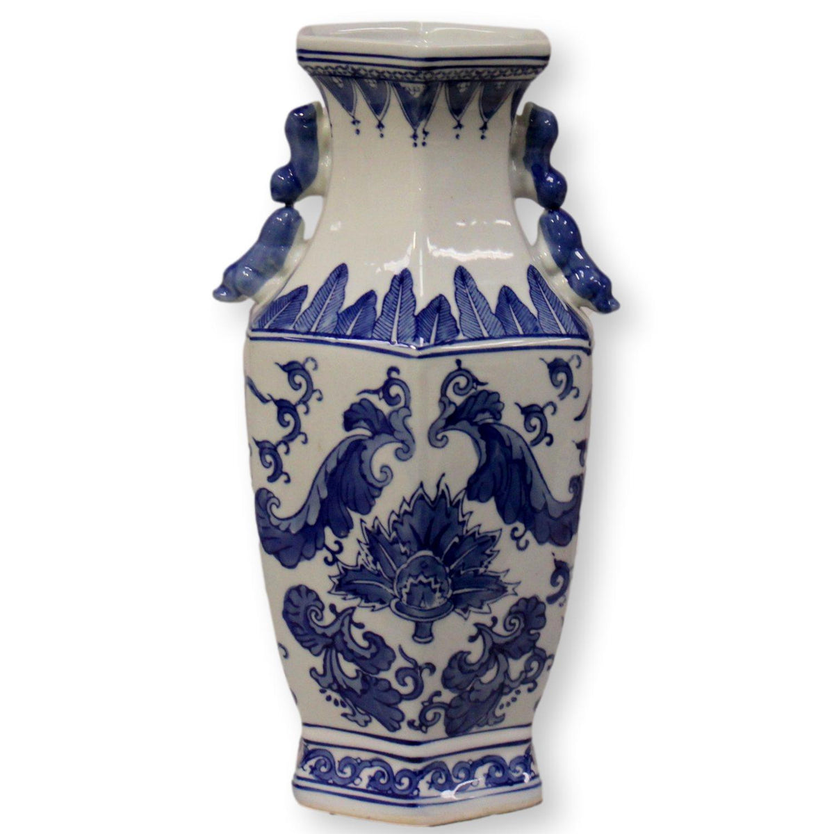 Blue & White Six Sided vase