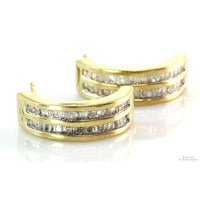 .80ctw Baguette Cut Diamond 10K Yellow Gold J-Hoop Earrings